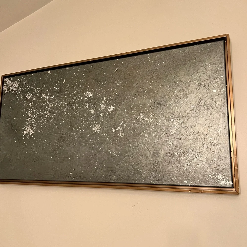 Abstract Gray and Gold Wall Art handmade canvas painting 45”
